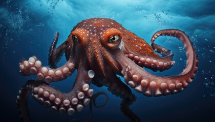 octopus in the water - obrazy, fototapety, plakaty