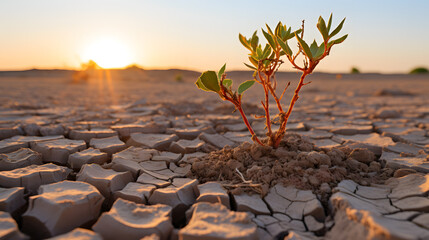 A close-up of drought-stricken crops and barren land, symbolizing the peril faced by agriculture and food security in the face of changing climate patterns.