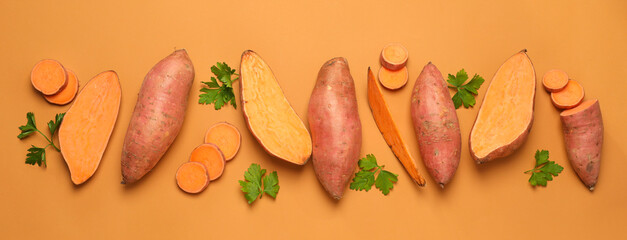 Sweet potato, concept of healthy food, vegetables