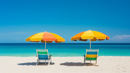 Fototapeta na wymiar Chairs on the tropical beach