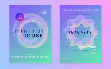 Neon club flyer. Electro dance music. Trance party dj. Electronic sound fest. Techno event poster.