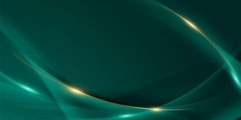 green abstract background design with elegant golden elements vector illustration - obrazy, fototapety, plakaty
