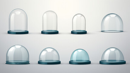 Set of glass domes or shields isolated on light gray background.generative ai
 - Powered by Adobe