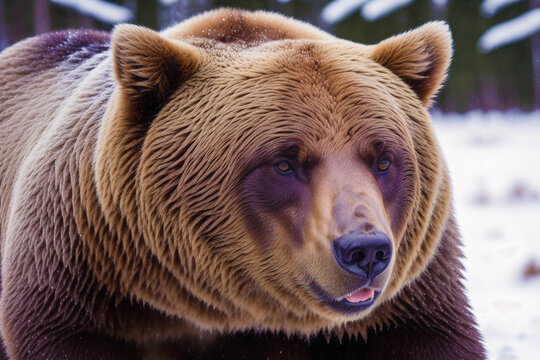 The Mighty Bear. Beautiful grizzly bear. Generative AI