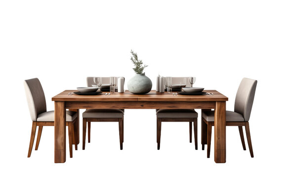 Beautiful Image of Dining Table with Chairs Isolated on Transparent Background PNG.