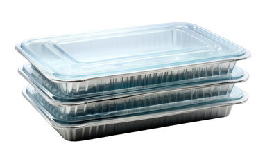 Stack of Beautiful Disposable Servings Trays Isolated on Transparent Background PNG.