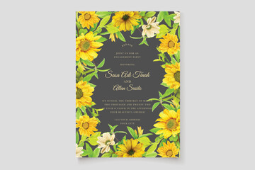 watercolor sunflower ornament card design