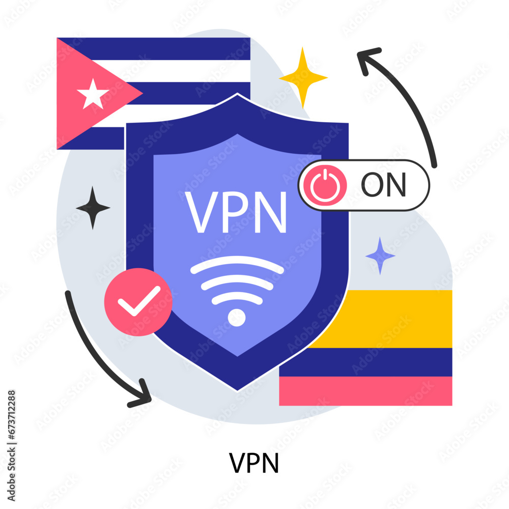 Poster vpn service. virtual pivate network access. secure internet connection and privacy protection betwee