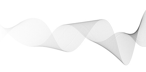 Abstract wavy technology curve lines on transparent background isolated. Grey wave swirl,Stylized line art background. Vector, - obrazy, fototapety, plakaty