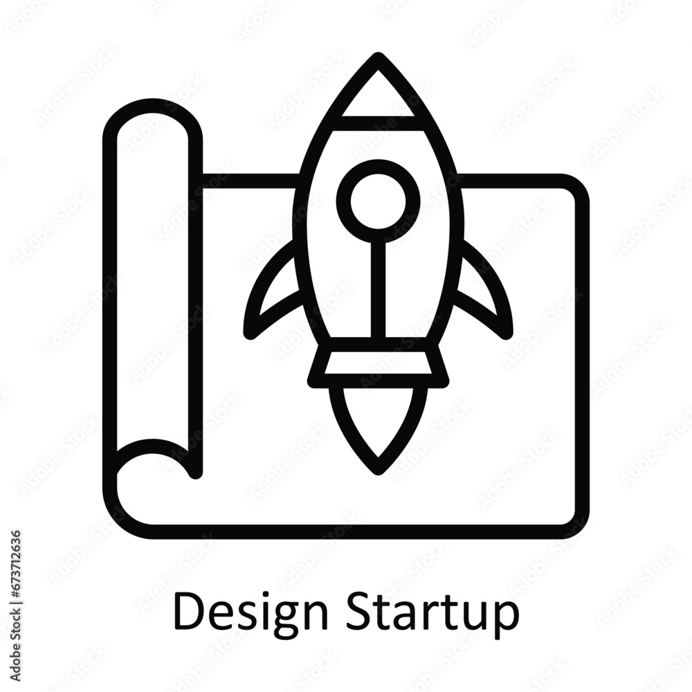 Poster design startup vector outline design illustration. symbol on white background eps 10 file