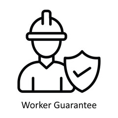 Worker Guarantee vector  outline Design illustration. Symbol on White background EPS 10 File