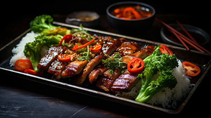 Chinese pork belly with rice