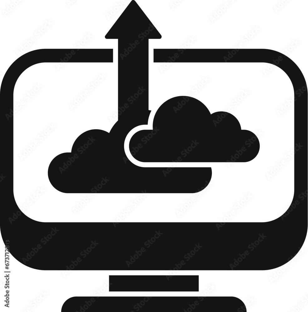 Aufkleber computer upload data cloud icon simple vector. smart office. online information
