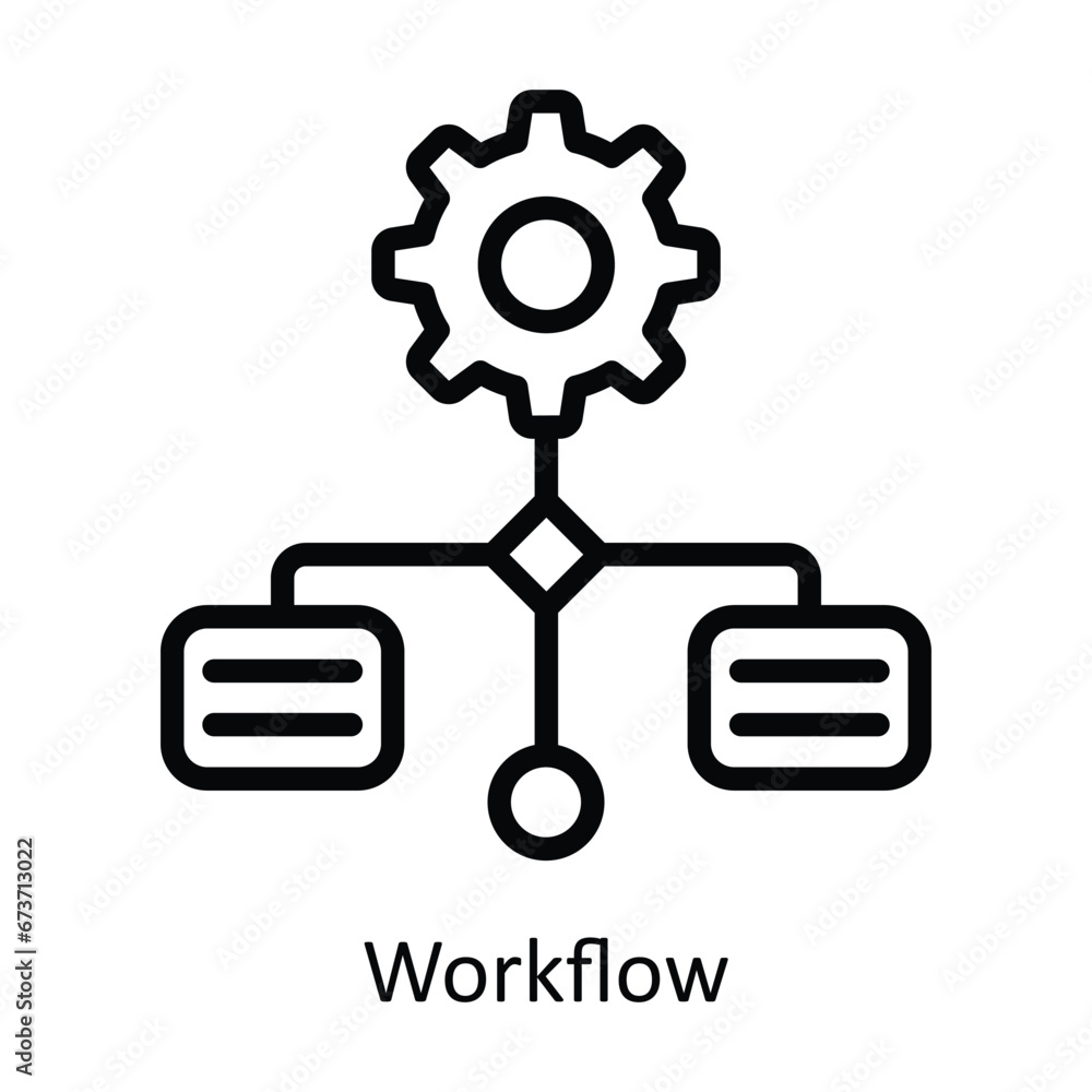 Poster workflow vector outline design illustration. symbol on white background eps 10 file