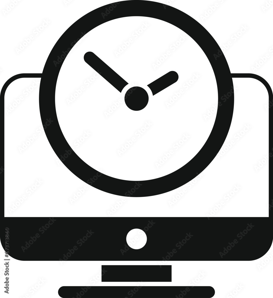 Poster work data time icon simple vector. computer data. desktop time