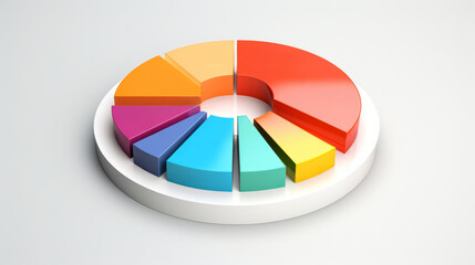 Fototapeta premium Colorful pie chart info graphics. Data analysis, or statistics, on a white background. 3D design