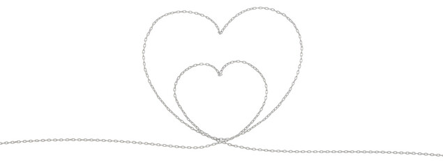 The metal chains are shaped into two interlocking hearts, rendered in 3D and available in PNG format with a transparent background