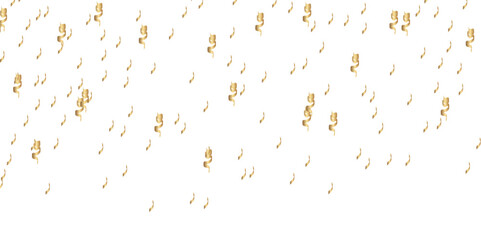 Abstract golden confetti falling down bokeh glitter on transparent background. Design for holyday and celebration background.