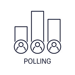 Polling. Vector linear illustration icon isolated on white background.