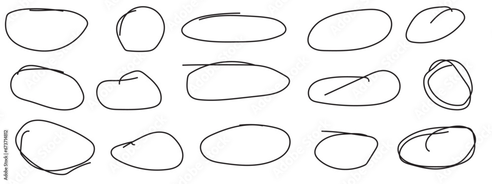 Poster abstract set of sketch lines circle element. hand drawn pen lines doodle sketches circle lines. hand