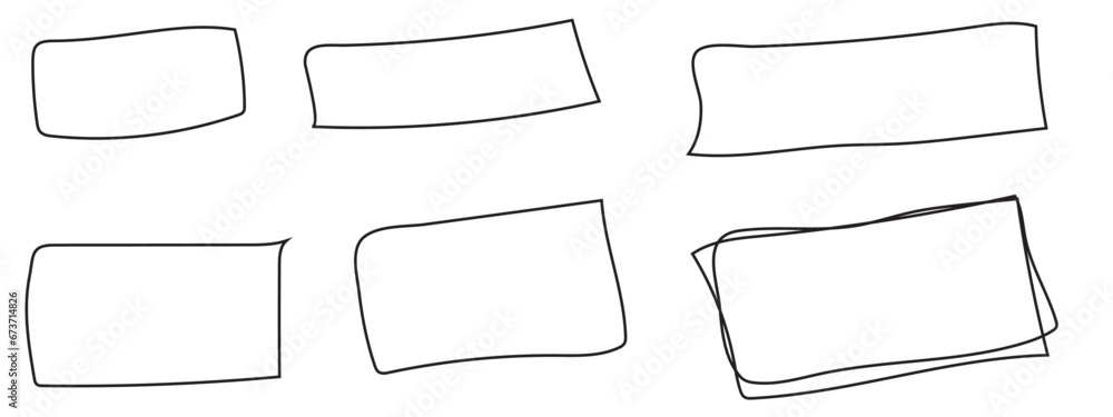 Poster abstract set of sketch lines square element. hand drawn pen lines doodle sketches square lines. hand