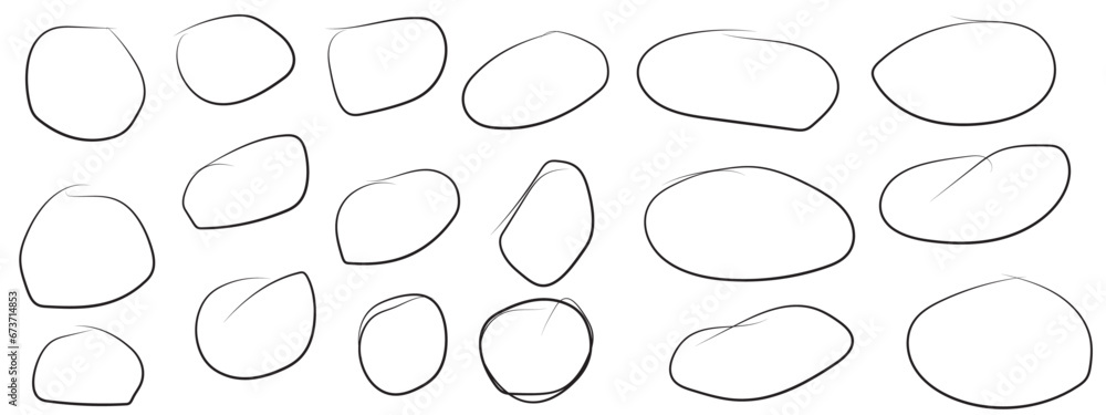 Poster abstract set of sketch lines circle element. hand drawn pen lines doodle sketches circle lines. hand