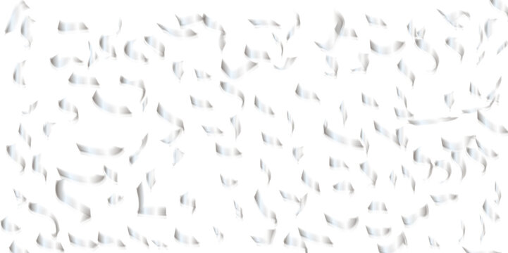 Abstract silver confetti falling down bokeh glitter on transparent background. Design for holyday and celebration background.