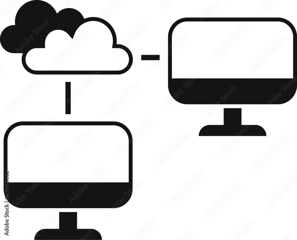 Poster computer data transfer icon simple vector. station work. online notebook