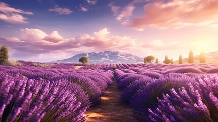 A field of lavender in bloom representing the concep  AI generated illustration