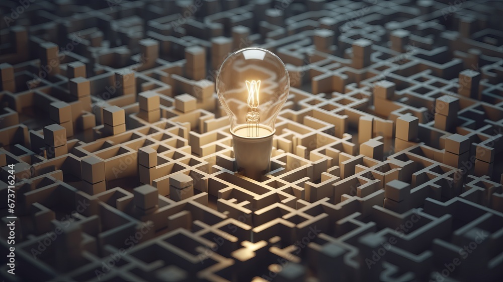 Aufkleber a lightbulb with a maze inside representing the conc ai generated illustration