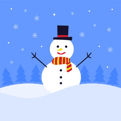 happy snowman at snowy weather illustration