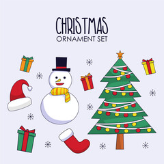 christmas ornament set vector collection