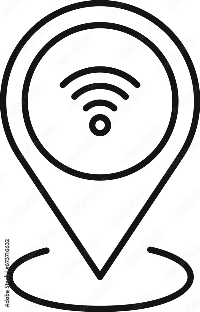 Poster wifi point location icon outline vector. work data. smart office