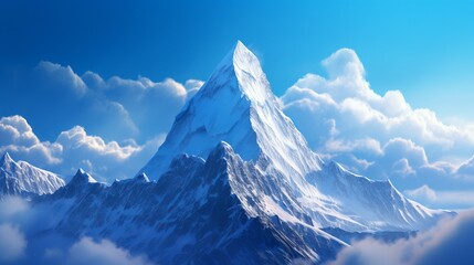 A snowy mountain peak with a clear blue sky represen  AI generated illustration