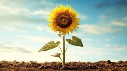 A sunflower reaching towards the sun representing th  AI generated illustration