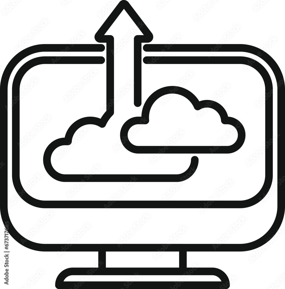 Poster computer upload data cloud icon outline vector. smart office. online information