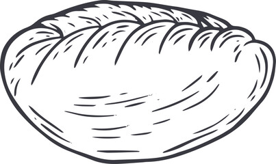 Kurze. Hand drawn traditional cuisine food in monochrome sketch style. Dumpling vector illustration.
