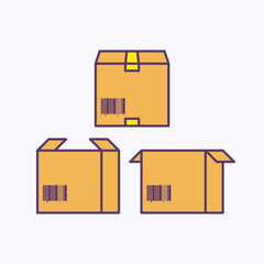 Package Box, Cardboard Boxes flat illustration