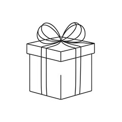 gift drawn with one line isolated. Vector illustration