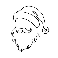 Continuous one line drawing of Santa Claus isolated on white background. Vector illustration