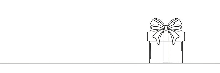 gift drawn with one line isolated. Vector illustration