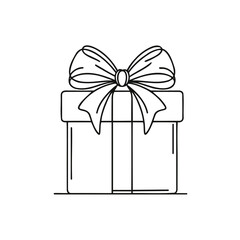 gift drawn with one line isolated. Vector illustration