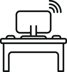 Work place remote control icon outline vector. Smart office. Computer desktop