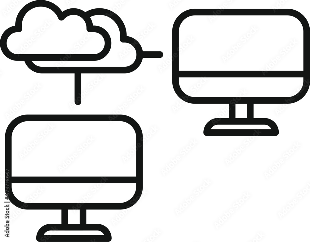 Aufkleber computer data transfer icon outline vector. station work. online notebook