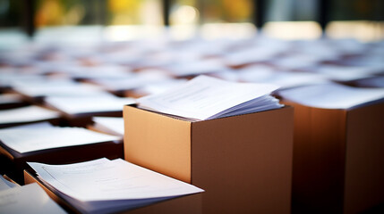 File folders with documents in archive, closeup. Selective focus - obrazy, fototapety, plakaty