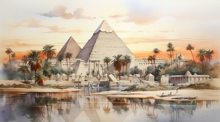 The Enigma of Egypt: Exploring the Magnificent Giza Pyramids - obrazy, fototapety, plakaty