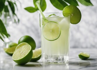 home made cool lime juice, dark marble background