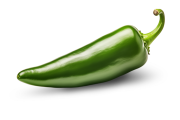 Green jalapeno pepper isolated on transparent background. Generative AI