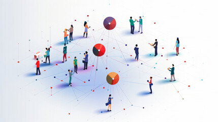 View of a crowd with a network of connections. Big data, smart city, wifi concept.