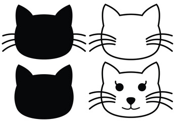 Cats head silhouettes. Black cat clipart